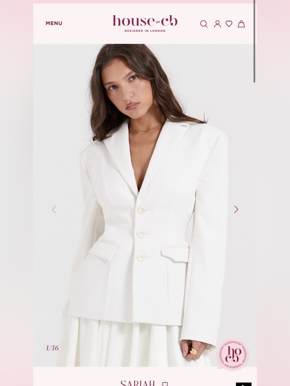 House of CB Ivory Contour Tailored Blazer